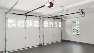Interior of white garage